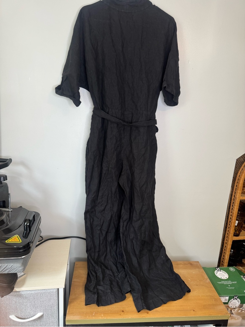 Anthropologie Black Linen Jumpsuit by Velvet with Button Front - Picture 2 of 4